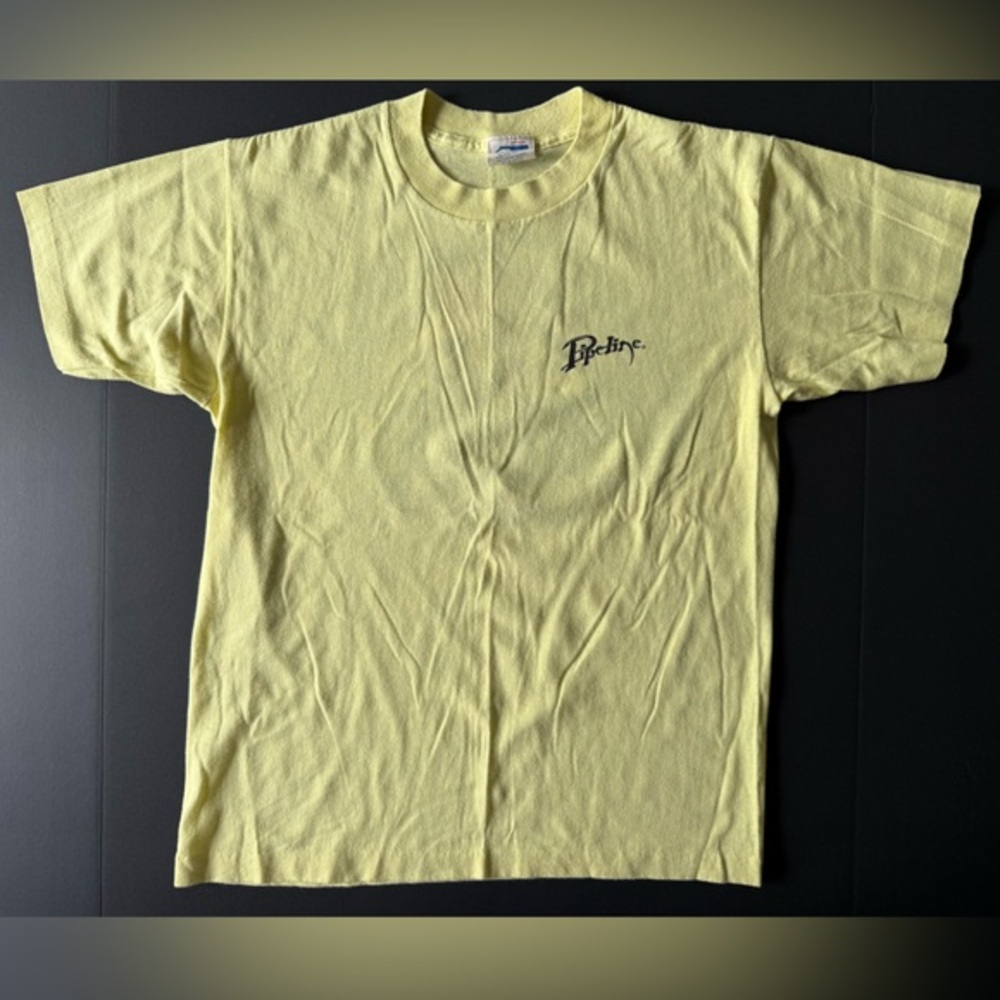 Vintage Pipeline USA Surf T-Shirt‎ M | Yellow | 90s Surfer Graphic
